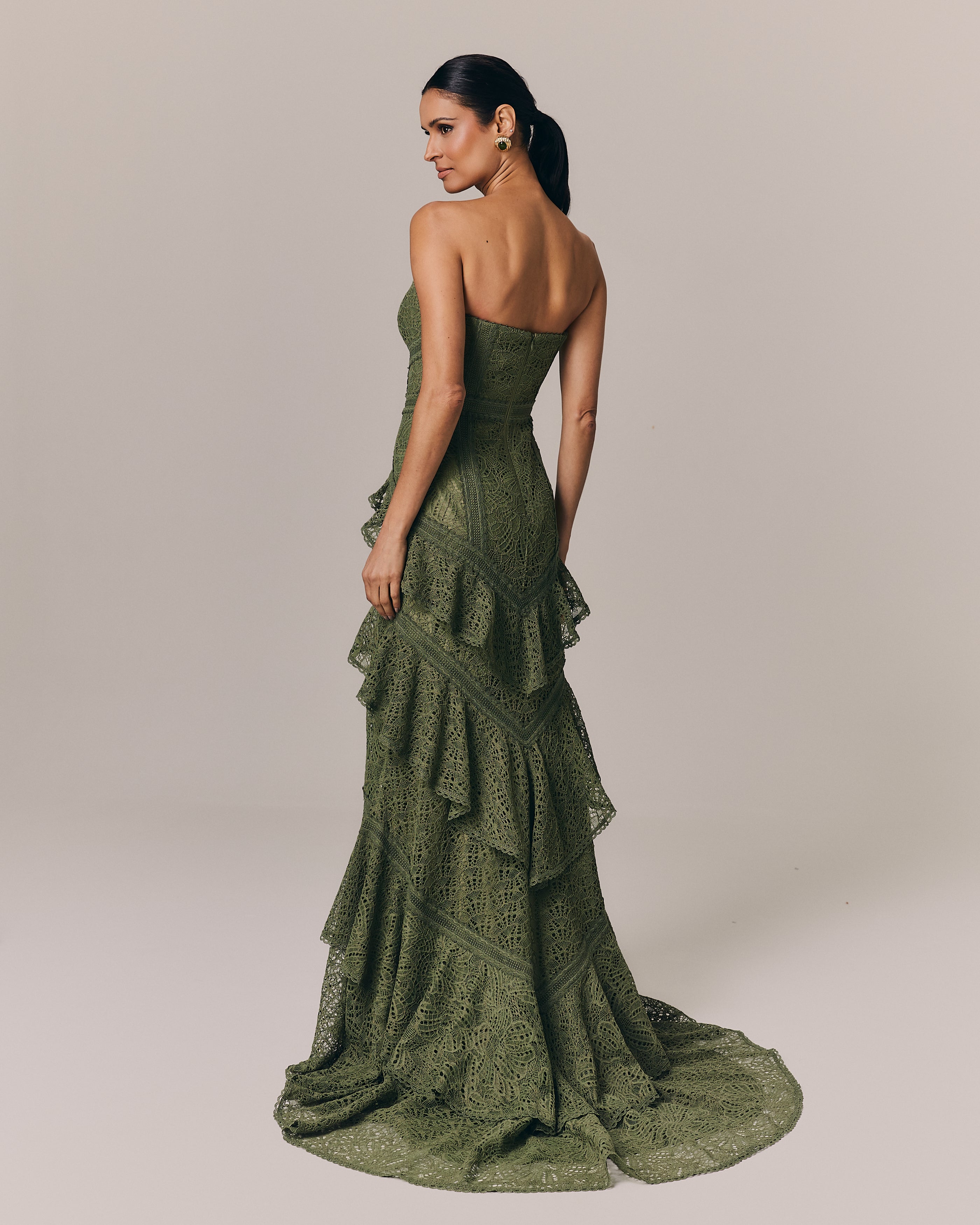 VESTIDO LONGO VIVIANE VERDE OLIVA