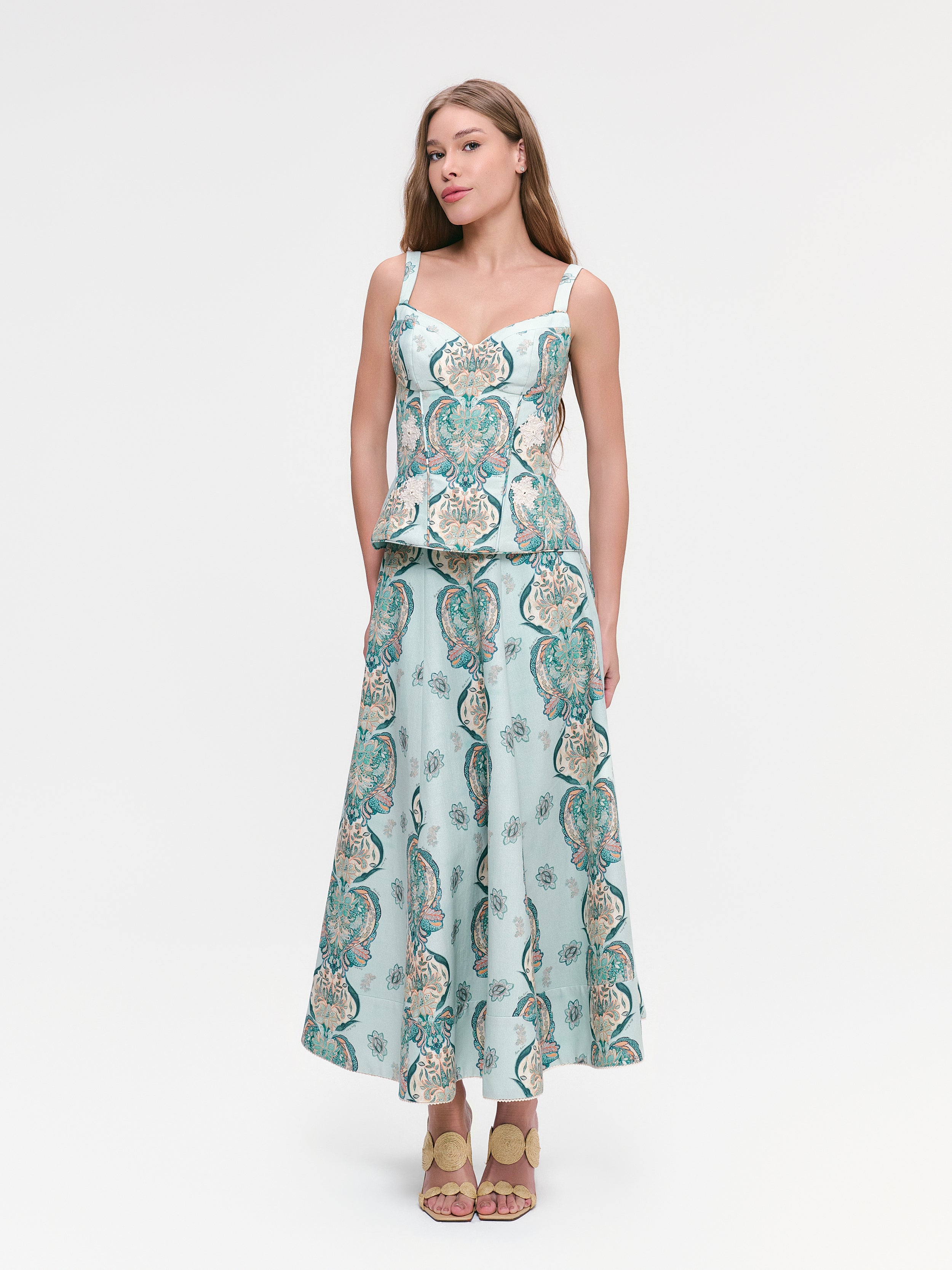 SAIA MIDI FLAVIA ESTAMPA FLOR DE LOTTUS