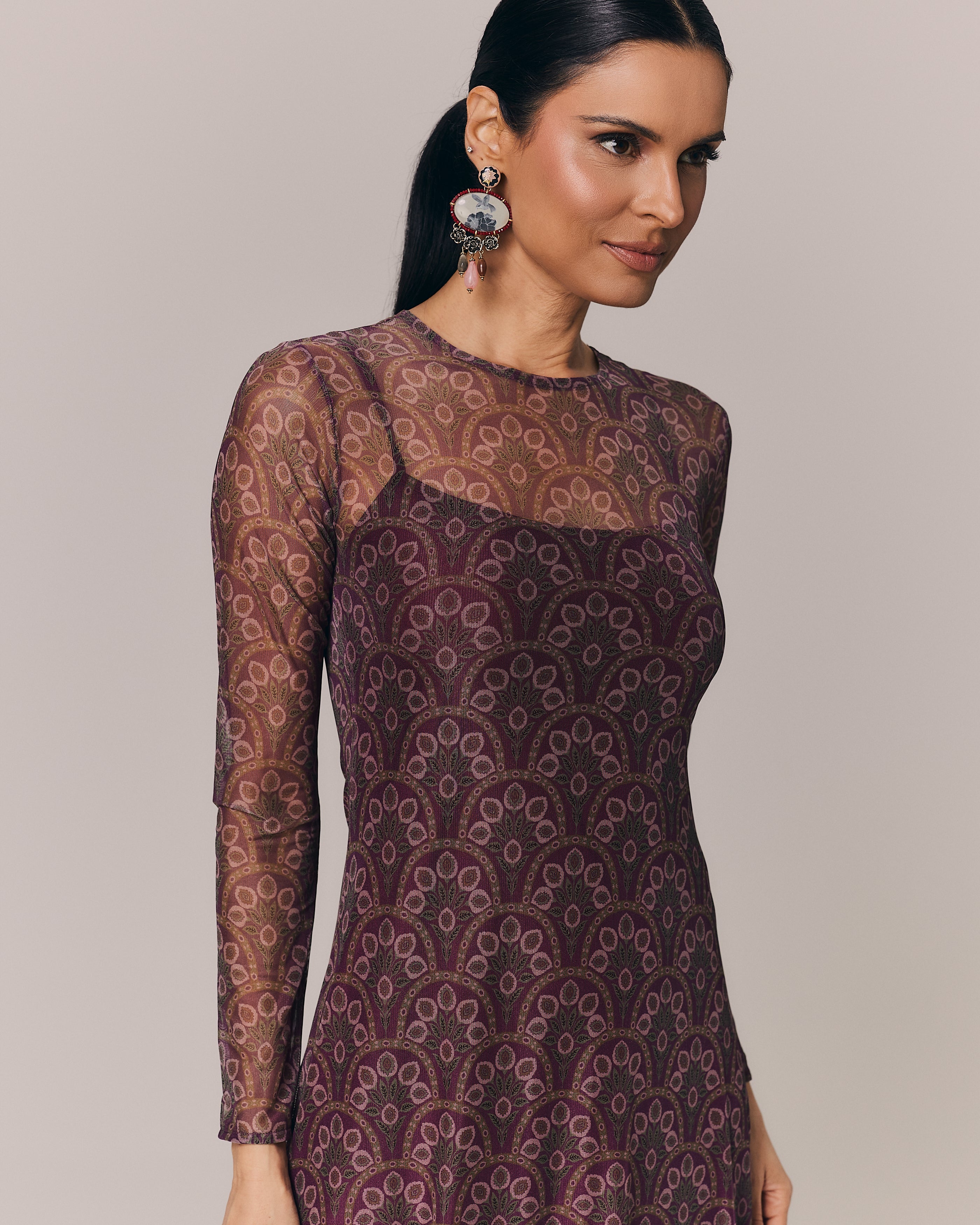 VESTIDO LONGO HONORE ESTAMPA SAINT GERMAIN