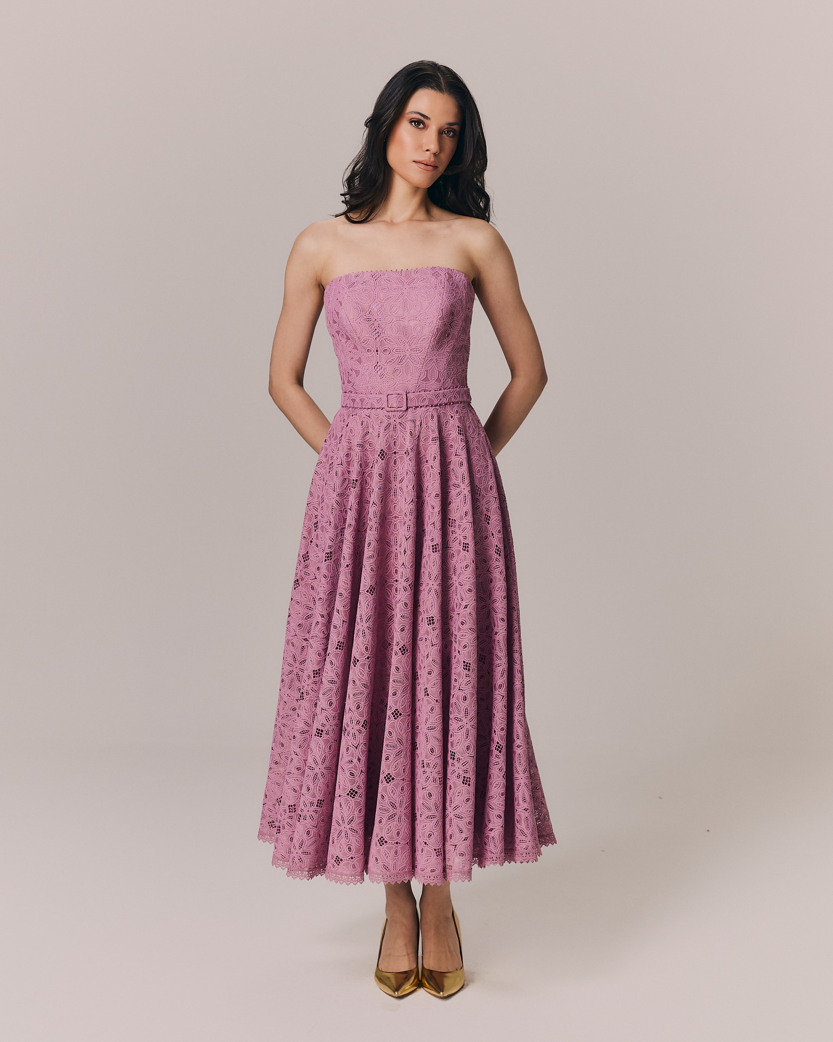 VESTIDO MIDI LEA ROSA MALVA