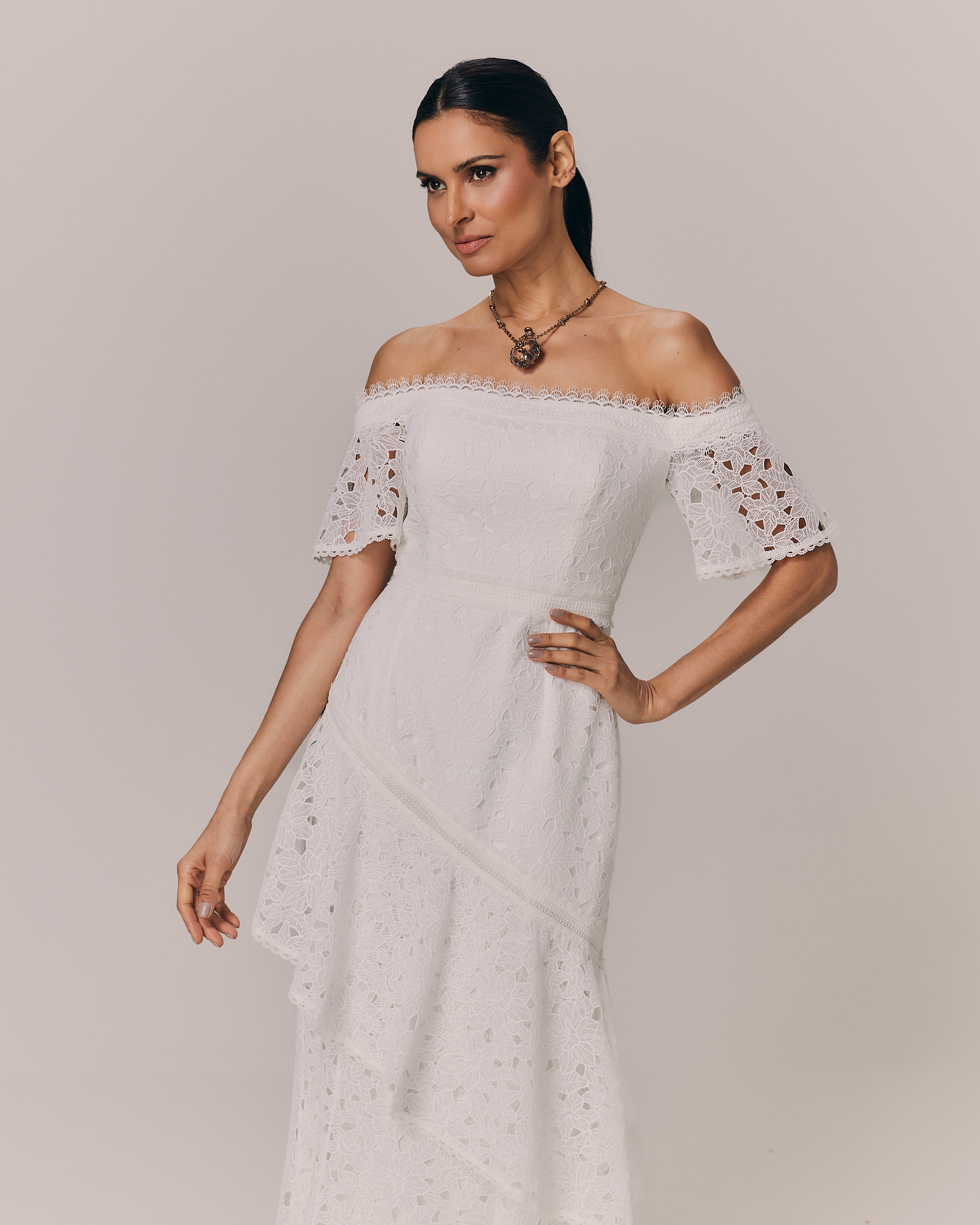 VESTIDO MIDI CLARA OFF WHITE