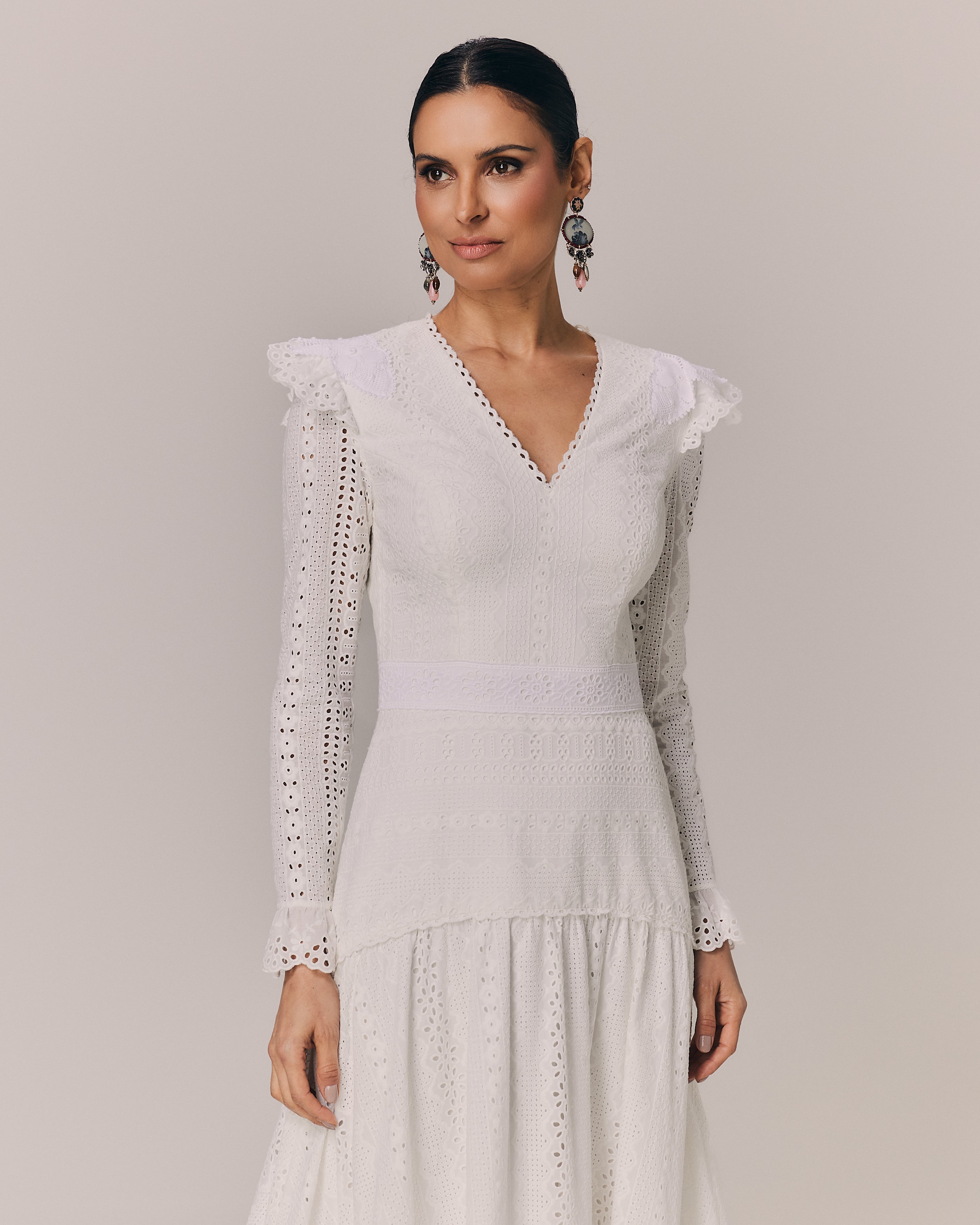 VESTIDO MIDI LAURA OFF WHITE
